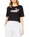 Gerippter Rundhalsausschnitt PUMA Damen T-Shirt ESS+ Cropped Logo Tee, Cotton Black, S, 852594