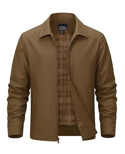 Image of TACVASEN Men's Lightweight Jackets Full Zip Laydown Collar Windbreaker Jacket Casual Golf Light Coat with Pockets