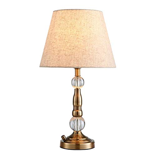 Preisvergleich Produktbild HFFFHA Kristall Klassische Tischlampe - Crystal Tischleuchte mit Beige Schatten-eleganten Wohnzimmer Nacht Kristall Tischlampe Modernen Schreibtisch antiker Messingtischlampe Büro-Schreibtisch L