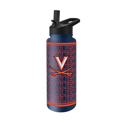 Logo Brands NCAA Virginia Cavaliers 34 oz Travel Quencher Bottle — Team Color | Stainless Steel | Double Wall | Echo Design