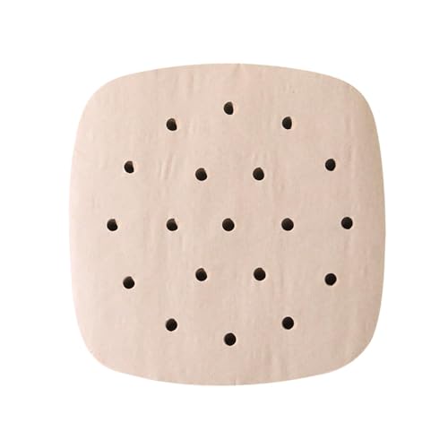 50 piezas de papel para hornear aire freider, perforado papel de vapor sulfurizado cuadrado de cocción, papel desechable para freidora de aire, ideal para cocinar sano, accesorios al horno, aire