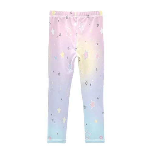 Pastel Colored Stars Rainbow Girls Leggings Kids Yoga Pants Dance Active Tights 4T2