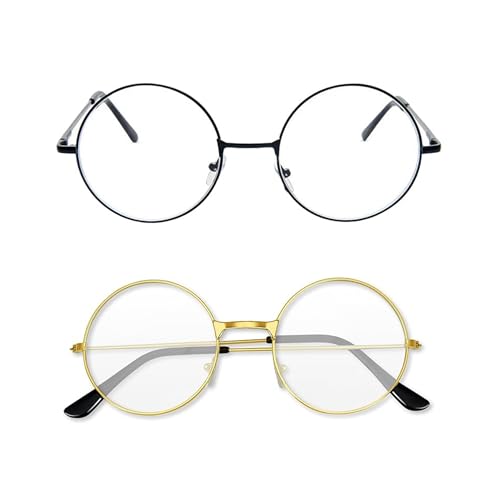 2 paar Runde Brille,Runde Brille Ohne Stärke,Metall Rund Frame...