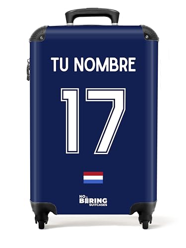 NoBoringSuitcases.com Maletas de Viaje Cabina, Maleta Cabina, Maletas de Viaje, Trolley, Equipaje de Mano, Personalizado (Eurocopa 2024 - Uniforme visitante Países Bajos - Azul Oscuro, 55x40x20 cm)