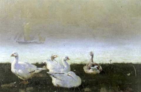 Impression d'art oies des neiges Frank Richards | Toile vintage haut de gamme