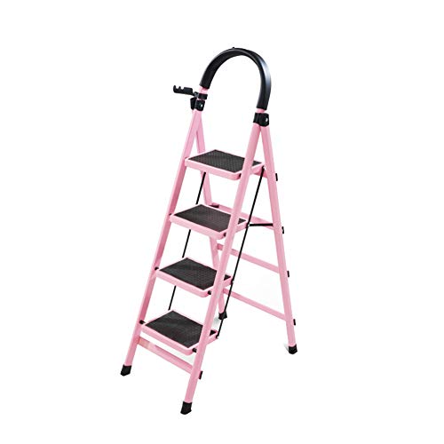 Household Folding 4-Step Stair Stool Climbing Ladder Thickened Carbon Steel 5-Step Ladder Multi-Function Does not Occupy Space with Non-Slip mat