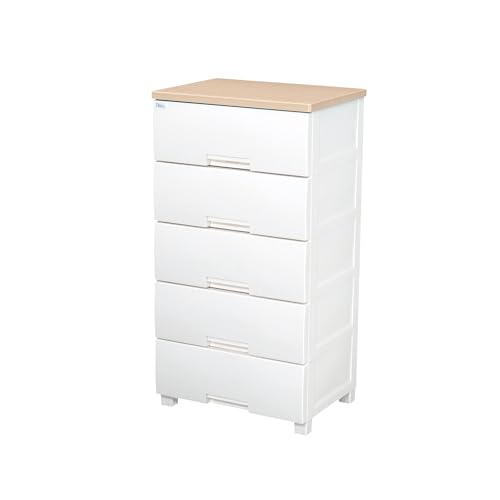 天馬(Tenma) 使いやすさを追求したチェスト サイズバリエーション豊富 日本製 完成品 フィッツプラス 5段 特許取得済 引出しロック付きで抜け落ちを防ぐ スムーズな引出し 脚付き 木製天板 インテリアに合うリビングチェスト タンス 収納ケース 衣装ケ