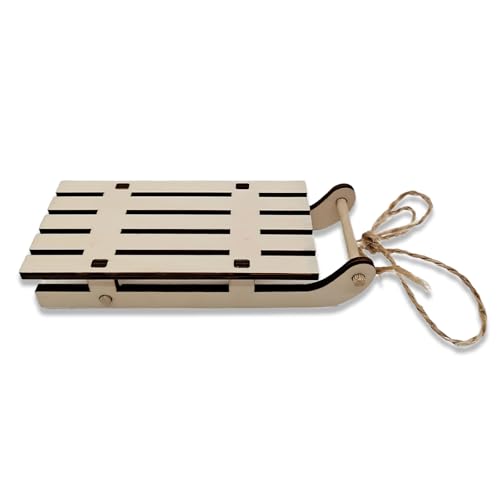 Miniatur Holzschlitten Wichtel Zubehör, Miniatur Schlitten aus Holz,...