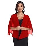 Zudanal Shawls and Wraps for Evening Dresses Chiffon Soft Shawl for Wedding Guest Party Cover Up Red