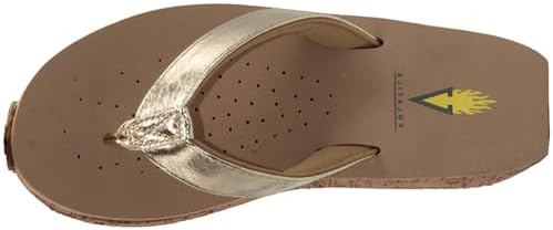 VOLATILE Women's Thong Wedge Sandal, Gold, 7 | Image 3