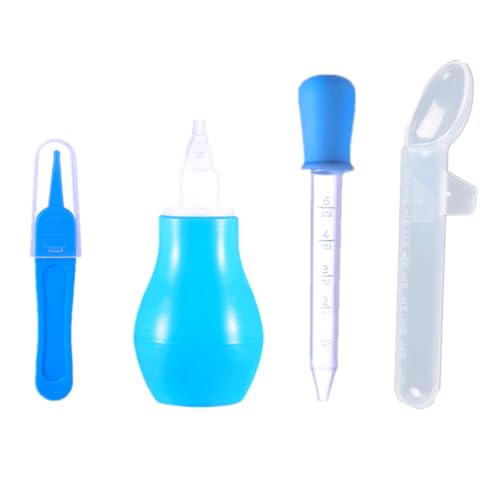 Image of Baby Nasal Aspirator Care Set, Silicone Ball Nasal Aspirator, 5 Milliliter Dropper Feeder, 10 Milliliter Feeding Spoon, Nose, Ear and Navel Dirt Cleaning Tweezers, Silicone and PP Material