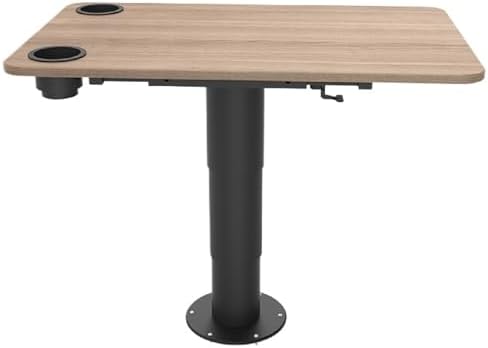 Adjustable RV Dinette Table with Cup Holders - Retractable Aluminum Alloy Stand for Boats & Caravans - Versatile Height Adjustable Dining Table (Natural Finish)