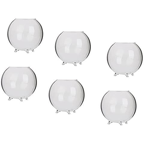 CHENLING 6pcs Home Decorative Ball Shaped Clear Glass Display Vases Fish Bowl Candleholders Air Plants Hydroponic Pot Terrarium Cover