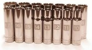 Craftsman 15pc 1/2 Drive 12pt Point Deep Metric MM Laser Easy Read Socket Set