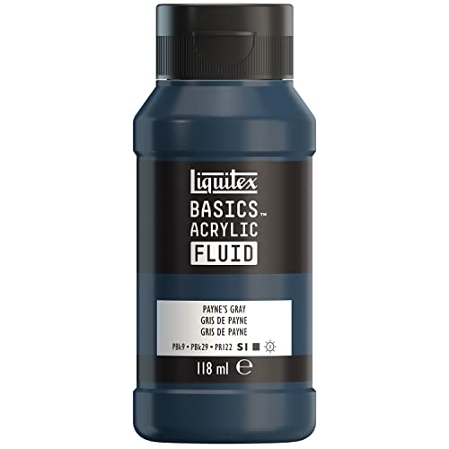 Liquitex 8870415 Basics Fluid - Peinture acrylique à consistance fluide, à séchage rapide, résistante à la lumière, imperméable, à base d'eau, Flacon de 118 ml, Gris de Payne
