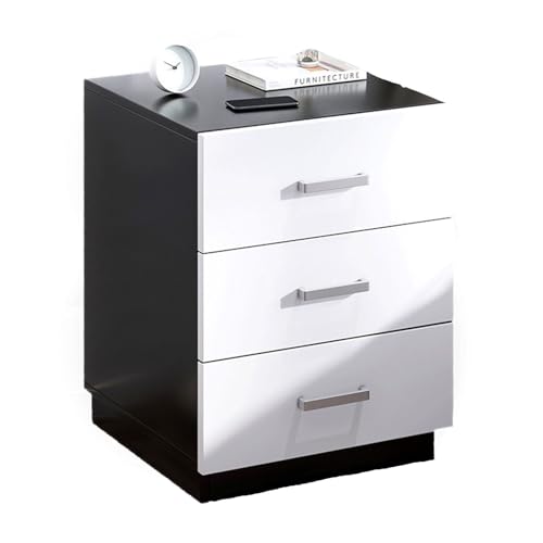 Table d'appoint noir et blanc avec tiroirs de rangement pour petite chambre
