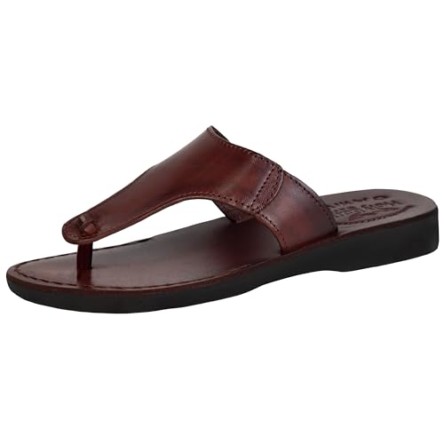 Holy Land Market Men/Women Biblical Jesus Leather Sandals/Slides From Jerusalem (Jerusalem Style IV)