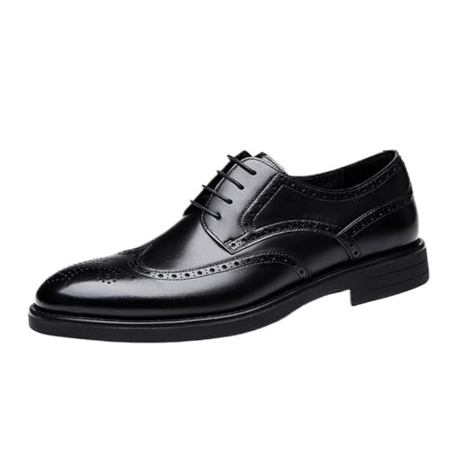 Mens Brogue Oxford Dress Shoes Carved Leather British Korean Style Business Formal Shoes Versatile Groom Wedding Shoes