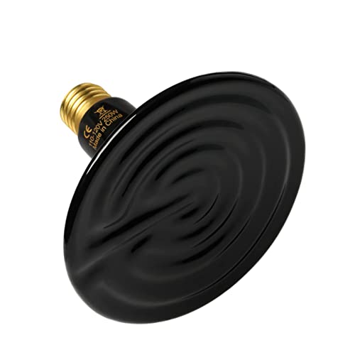 Simple Deluxe Reptile Heat Lamp Bulb Ceramic Heat Emitter 40W/60W/100W/150W/250W, No Light Emitting Brooder Coop Heater for Amphibian Pet & Incubating Chicken Black