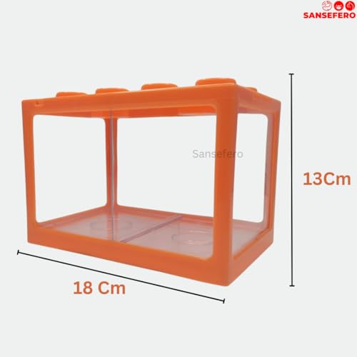 Image of Building Block Fish Tank for Double Betta Fish Tank and Mini Aquarium Tank for Small Fishes, Shrimps, Turtle, Betta etc. Large (YU-18) Random Colors