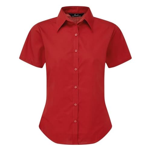 Premier Short Sleeve Poplin Blouse/Plain Work Shirt (12) (Red)