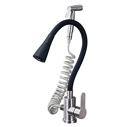 Grifo del fregadero de la cocina de acero inoxidable negro grifos de cocina con rociador extraíble
