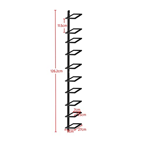 Yaheetech Weinregal Flaschenhalter Flaschenregal Aufbewahrungsregal für die Wand aus Metall 10 Flaschen, Schwarz – Ansicht 3