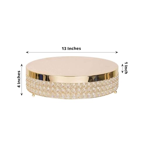 Efavormart 13" Gold Crystal Beaded Metal Cake Stand Pedestal, Cupcake Display, Dessert Riser - Image 3
