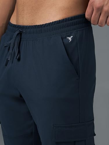 Image of TECHNOSPORT Men's Regular Fit Mid Rise Polyester Solid Cargos for Activewear, Regular Use and Quick Dry