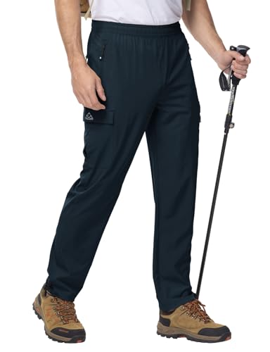 Rdruko Wanderhose Herren Sommer Cargohose Stretch Outdoorhose Wasserdicht Trekkinghose Reisenhose Männer mit 5 Taschen für Wandern Klettern (Dunkelblau XL)