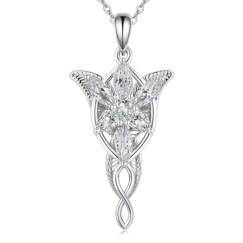 FUSEONG Arwen Evenstar Necklace for Women 925 Sterling Silver Evenstar Pendant Necklace Jewelry