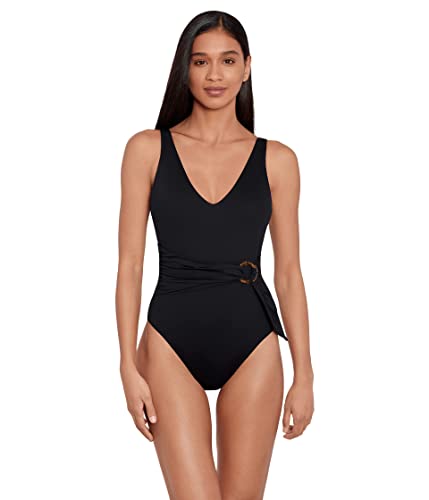 Lauren Ralph Lauren Luxury Solid Sash One-Piece