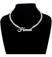 Custom Name Necklace with 6 mm Freshwater Pearl Chain,925 Sterling Silver Personalized Pearl Chok...