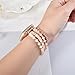 CAGOS Bracelet Compatible with Fitbit Versa 4 Bands/3/Sense/Sense 2 for Women, Handmade Beaded Elastic Replacement Wristband for Versa 2/1/Lite Watch/Special Edition Watch (Rose Gold, Versa 3 /4/Sense/Sense 2)