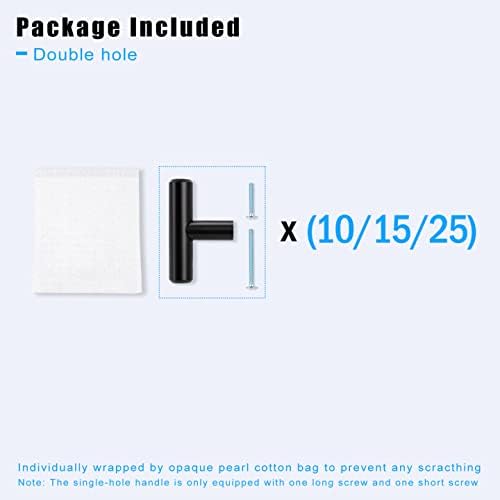 Miniatura 7 de KNOBWELL Paquete de 6 pomos de acero inoxidable sólido para gabinetes de cocina, acabado negro mate, agujero único de 2 pulgadas, pomos negros para