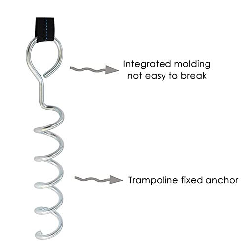Lot de 4 piquets de trampoline - Ancre - Pour l'extérieur, le camping - Grand trampoline - Haute performance - Avec forme de tire-bouchon - Kit d'ancrage de trampoline galvanisé avec 4 sangles solides – Image 7
