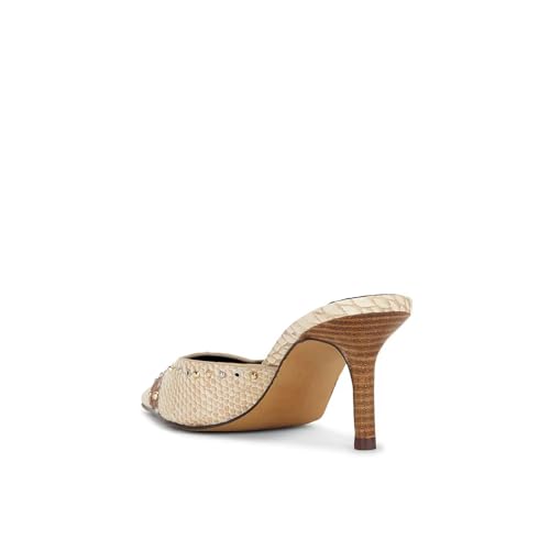 Image of DOEYG Women Pointed Toe Bow Heels Mules Slip on Stiletto Heels Sandals Dress Party Wedding Studded Heels Pumps