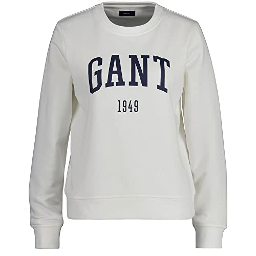 GANT Damen Logo C-Neck Sweat Sweatshirt, Eggshell, Standard