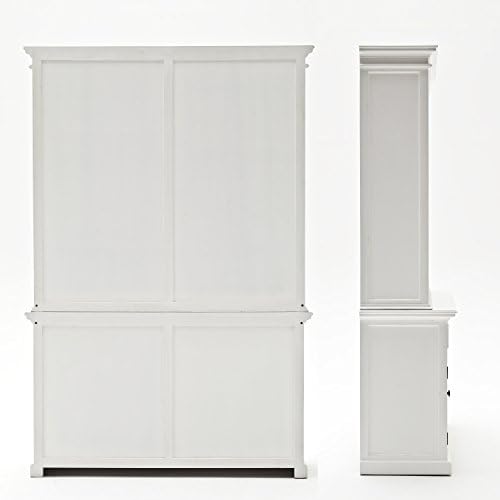 HALIFAX White Mahogany Hutch Buffet with 8 open Bookshelves