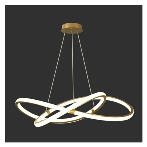 Lustre LED salon suspension design courbe plafonnier noir moderne 60cm - 3