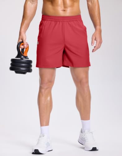 Image of GGJ Men's Lightweight Athletic Shorts with 2 Zipper Pockets 7 inch /9 inch /5 inch Gym Workout Running Quick Dry Tennis Shorts for Men