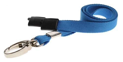 Identity-Plus: Metal Lobster Clip Lanyard Neck Strap with Safety Breakaway (Light Blue, 50 pcs) โ image 1