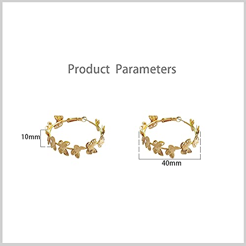 Butterfly Hoop Earrings For Women Girls 925 Sterling Silver Post Stud 14K Gold Plated Large Big Huggie Hoops Dangle Drop Exaggerated Butterflies Statement Fashion Retro Delicate Y2K Mother's Day Jewelry Gift #TOP5