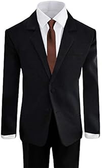 Black n Bianco Boys' Formal Black Suit with Shirt and Vest