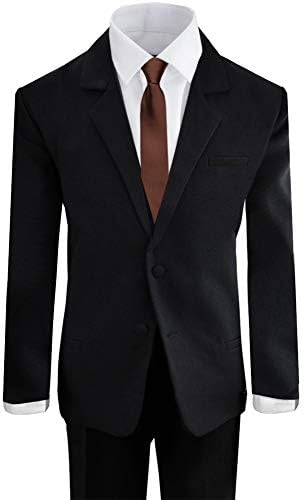 Black n Bianco Boys' Formal Black Suit with Shirt and Vest
