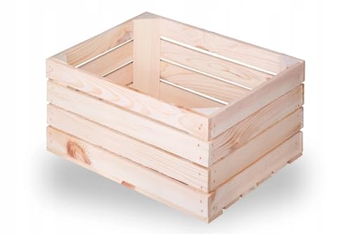 Caisse en Bois Polyvalente - Pour Fruits, Vin, Pommes - Naturel - 40 x 30 x 20 cm