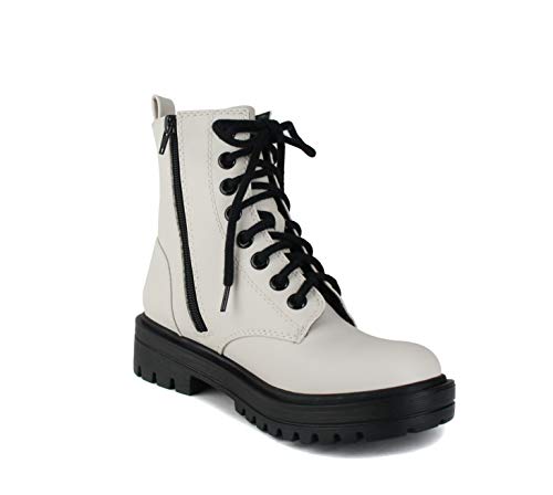 Image of Soda FIRM - Lug Sole Combat Ankle Bootie Lace up w /Side Zipper