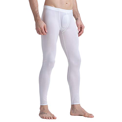 K-Men Mens Standard Quick-Dry Active Sport Baselayer Compression Legging Pants White L #TOP2