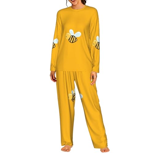 Pyjama abeille femme ensemble de pyjama manches longues vêtement de nuit