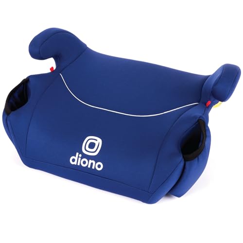 Image of Diono Solana, No Latch, Single Backless Booster Car Seat, Lightweight, Machine Washable Covers, Cup Holders, Blue